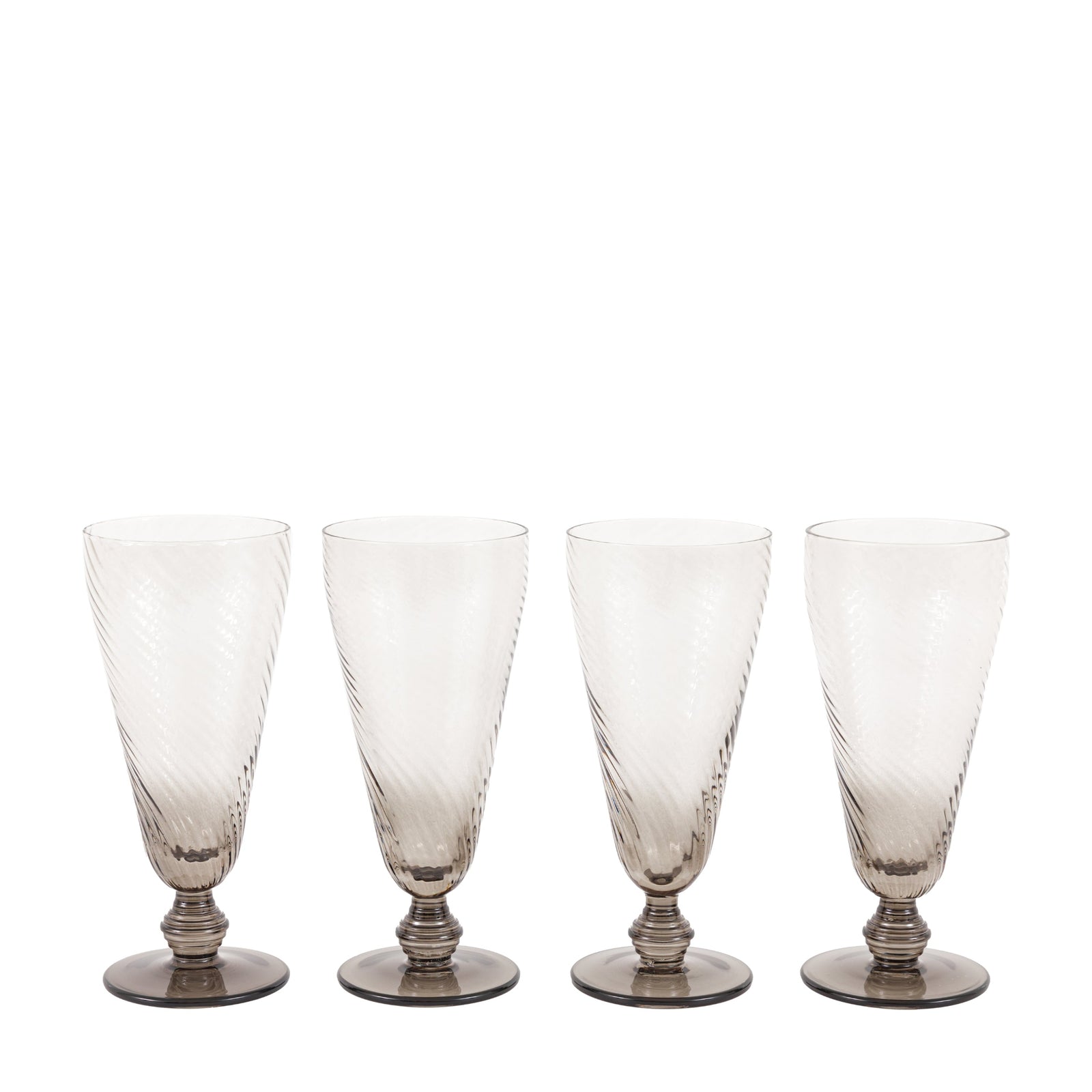 Grey Swirl Flute Glass Set Of 4 - DHD Swirl Flute Glass Smoked Grey 4Pk Sterling Home 4