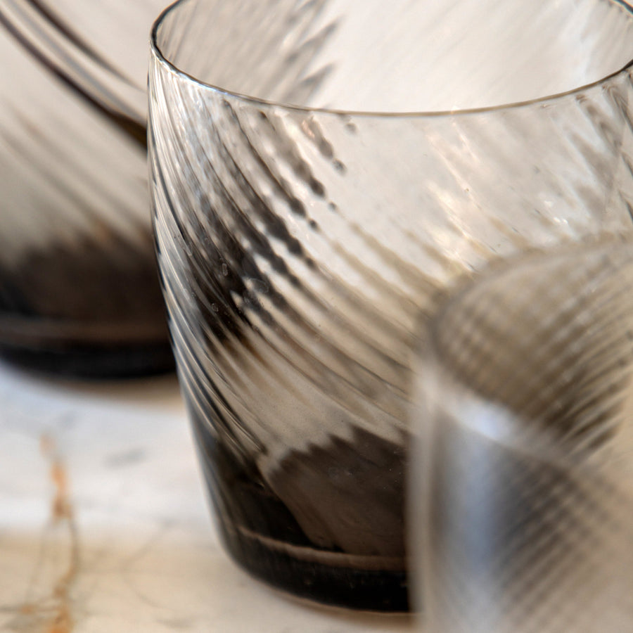 Grey Swirl Tumber Glass Set Of 4 - DHD Swirl Tumbler Glass Smoked Grey 4Pk Sterling Home 2