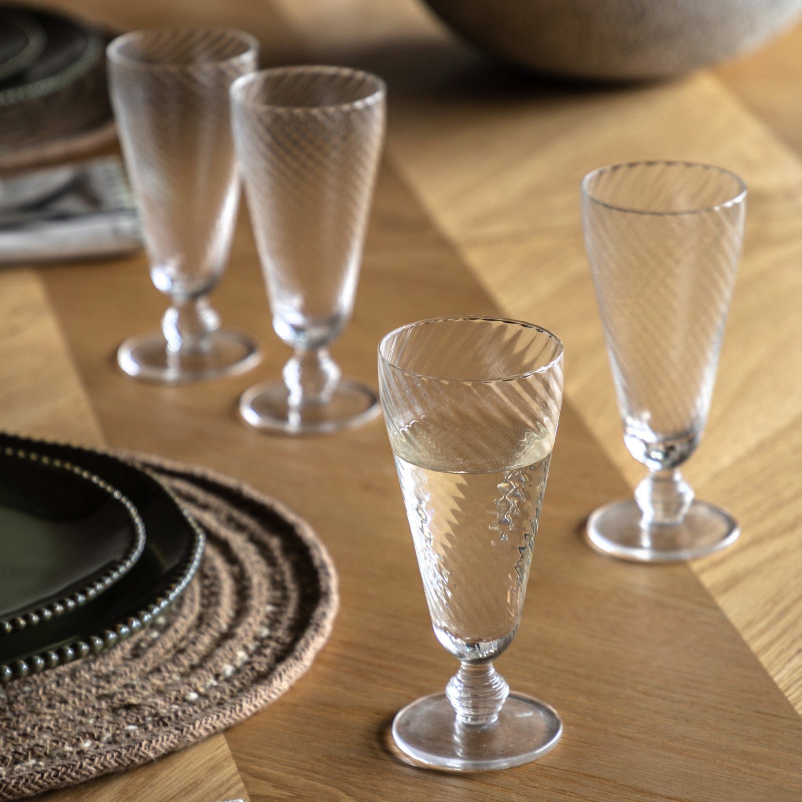 Clear Swirl Flute Glass Set Of 4 - DHD Swirl Flute Glass Clear 4Pk Sterling Home 1