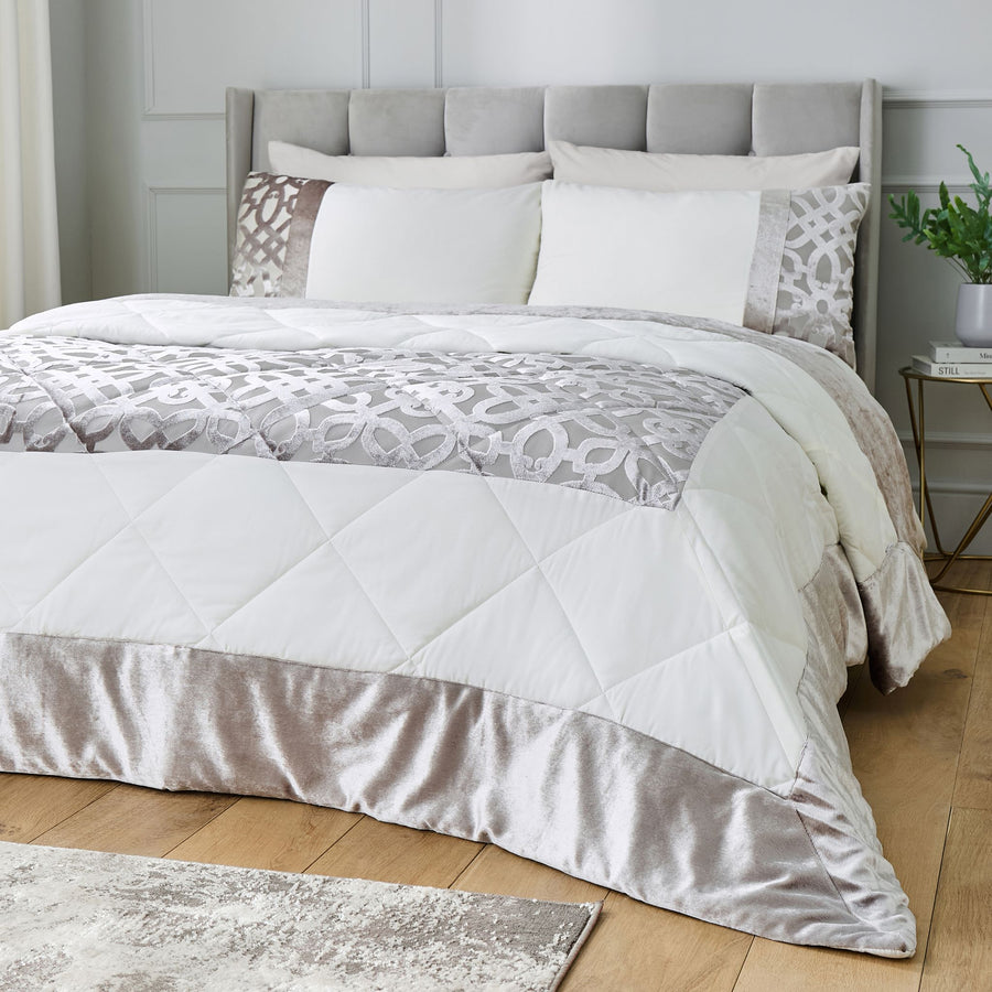 Lattice Cut Velvet Cream Bedspread - Lattice Cut Velvet Natural Bedspread Sterling Home 2