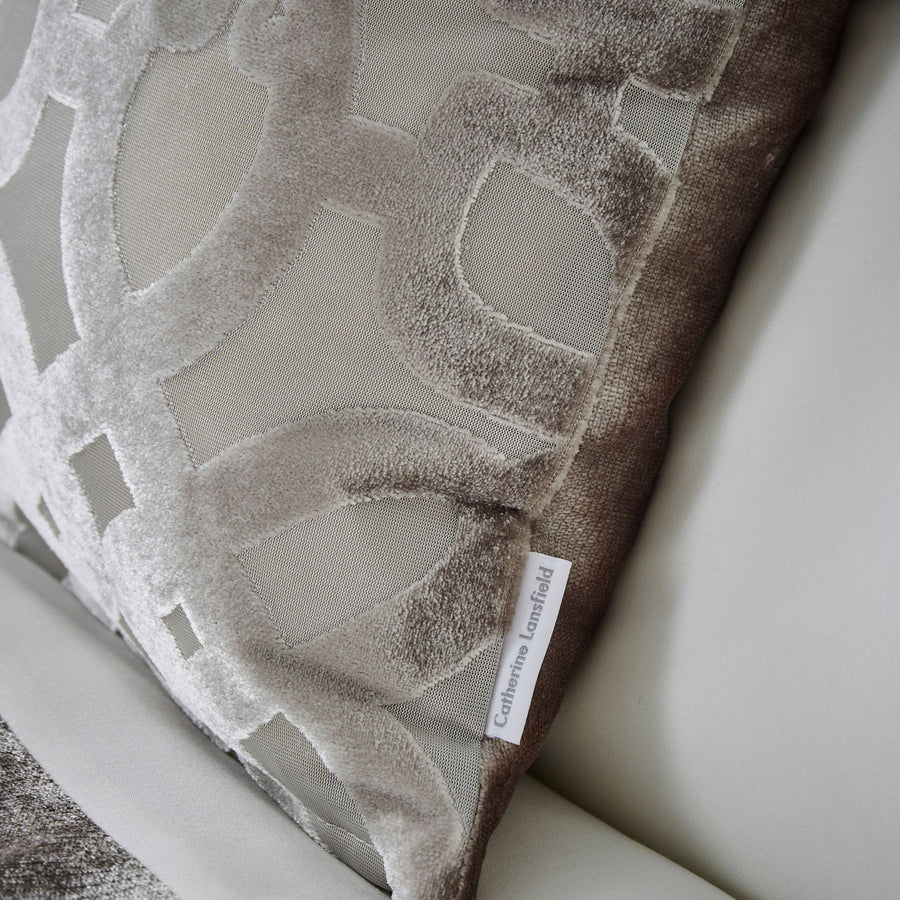 Lattice Cut Velvet Cream Cushion Sterling Home 2