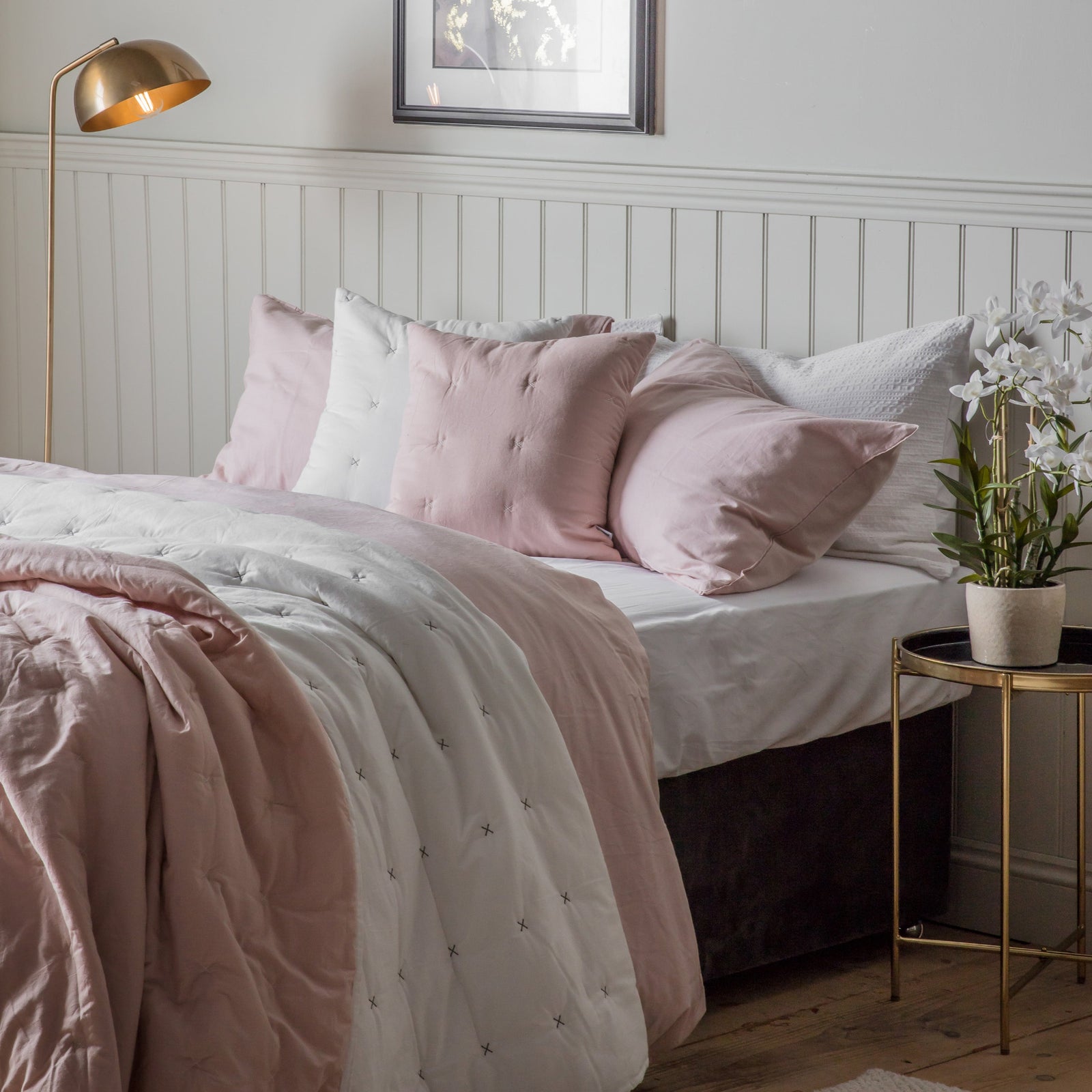 Cotton Stitch Pink Bedspread - Cotton Stitch Bedspread White Blush 240x260CM Sterling Home 1