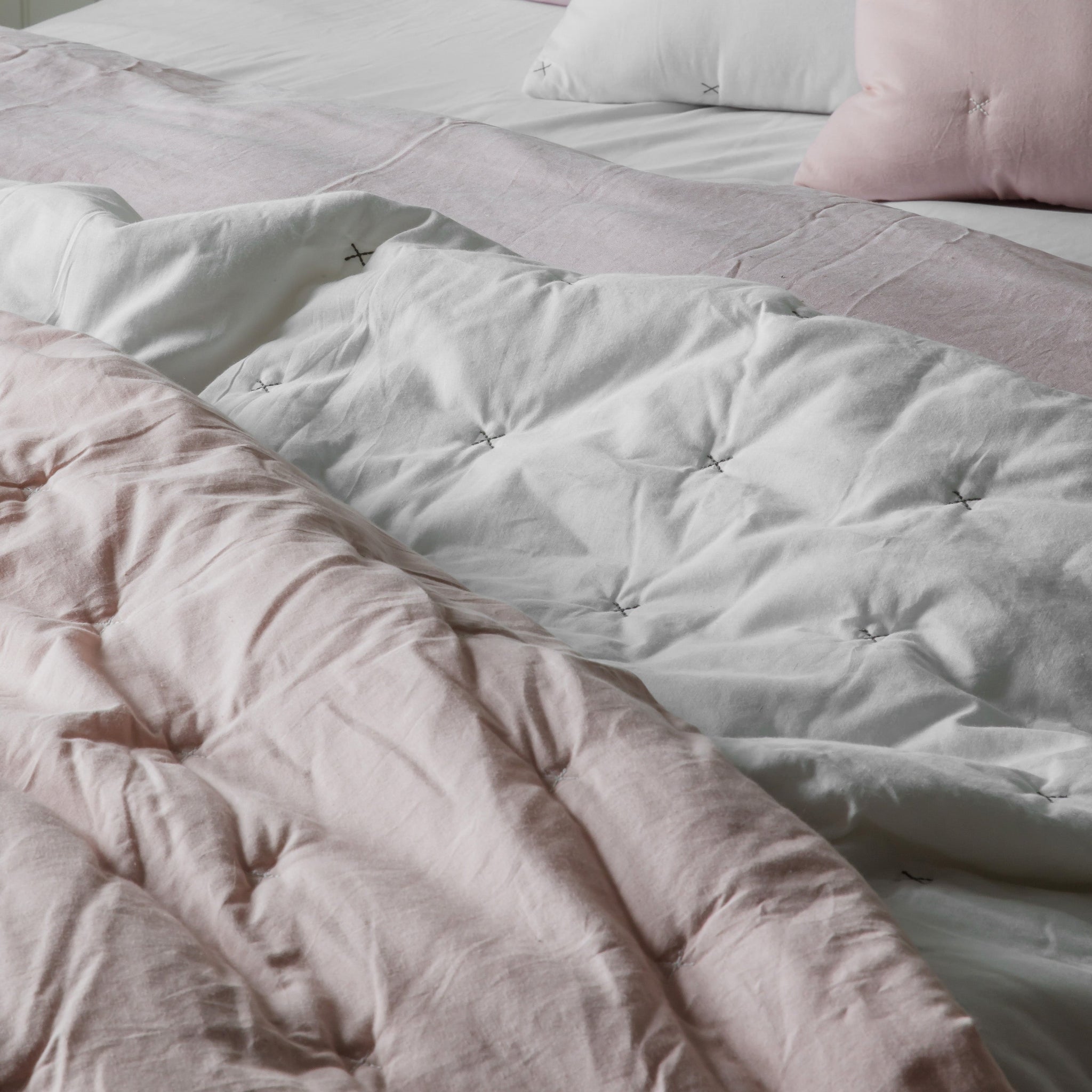 Cotton Stitch Pink Bedspread - Cotton Stitch Bedspread White Blush 240x260CM Sterling Home 2