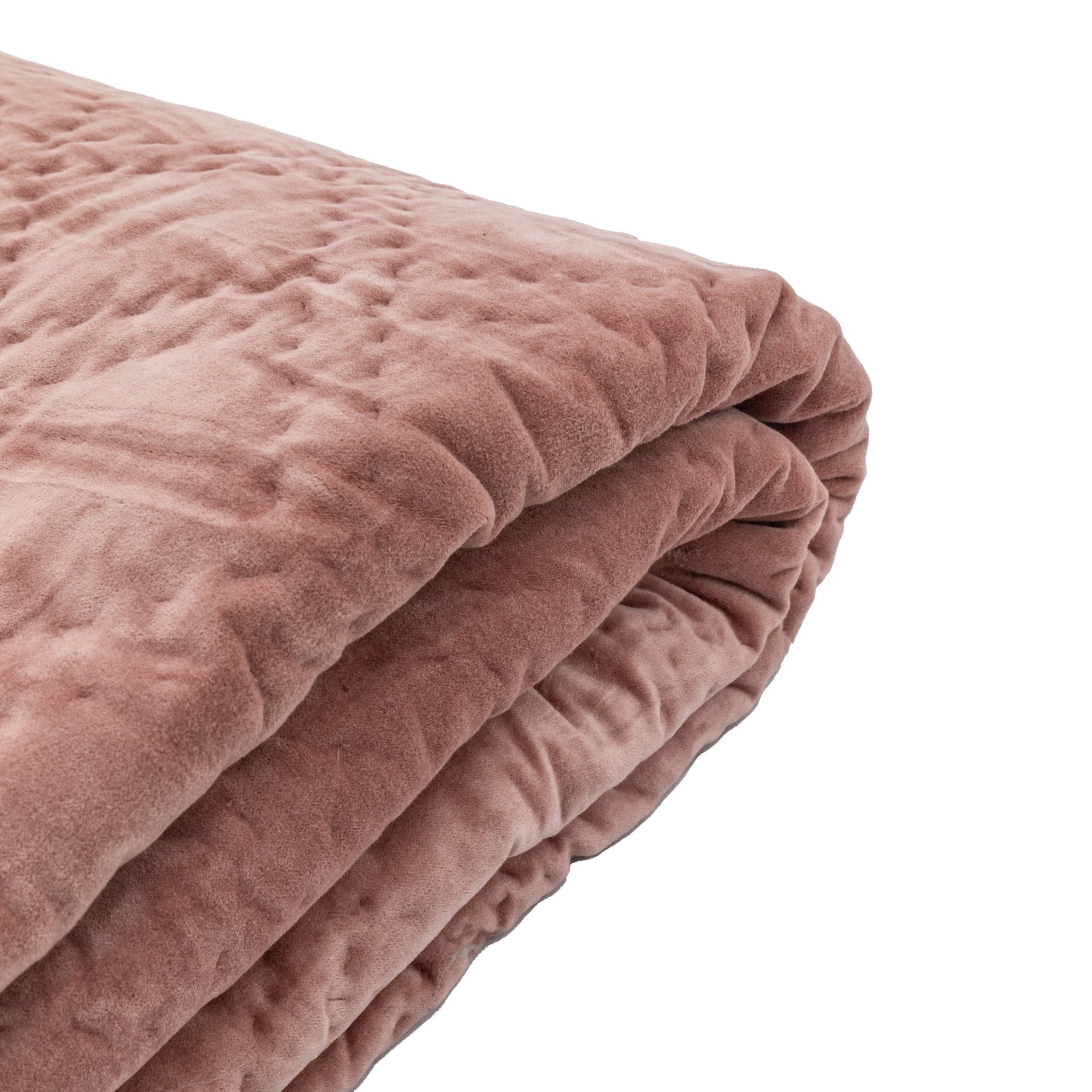 Quilted Cotton Velvet Pink Bedspread - Quilted Cotton Velvet Bedsp Blush 240x260CM Sterling Home 5