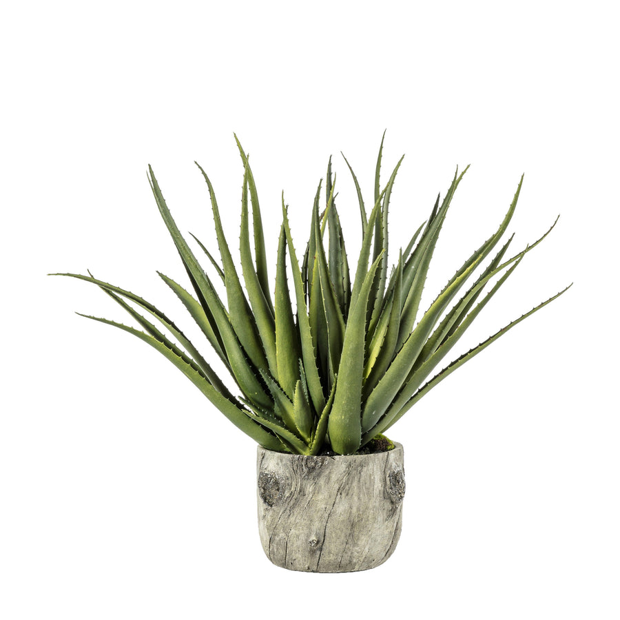 Artificial Aloe With Bark Effect Pot - Aloe With Bark Effect Pot 35X53CM Sterling Home 1