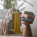 Rolled Flannel Pink Throw - Rolled Flannel Fleece Blush 140x180CM Sterling Home 2