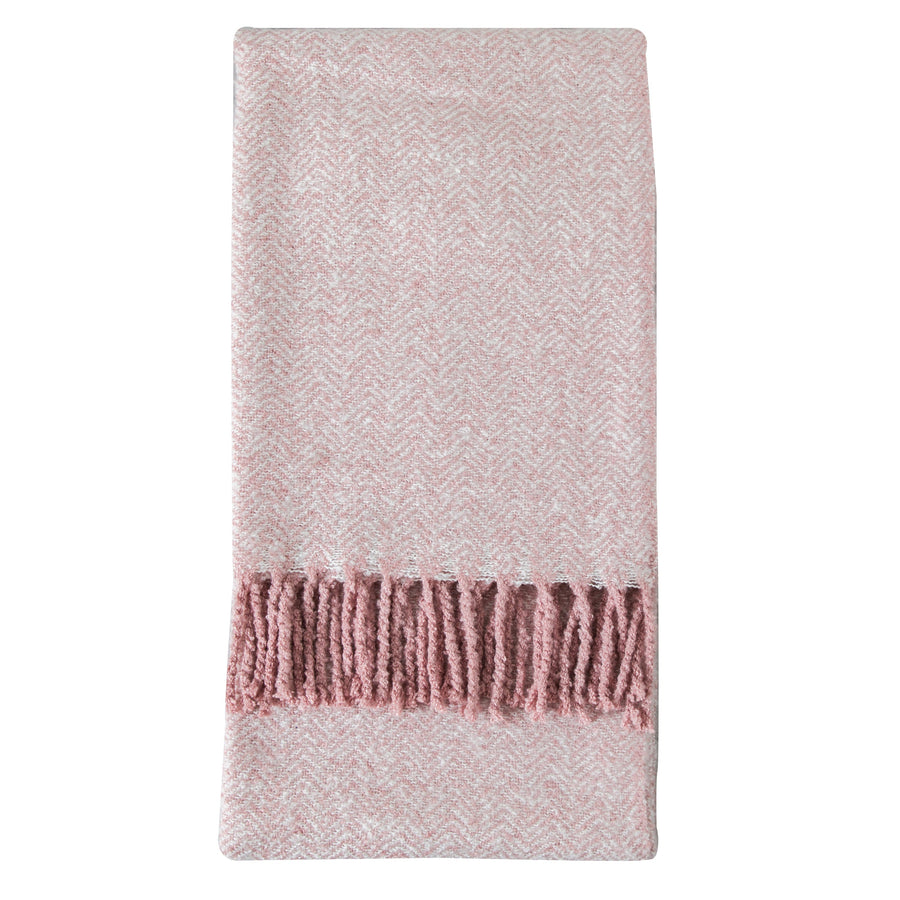 Herringbone Faux Mohair Pink Throw - Herringbone Faux Mohair Throw Blush 130x180CM Sterling Home 1