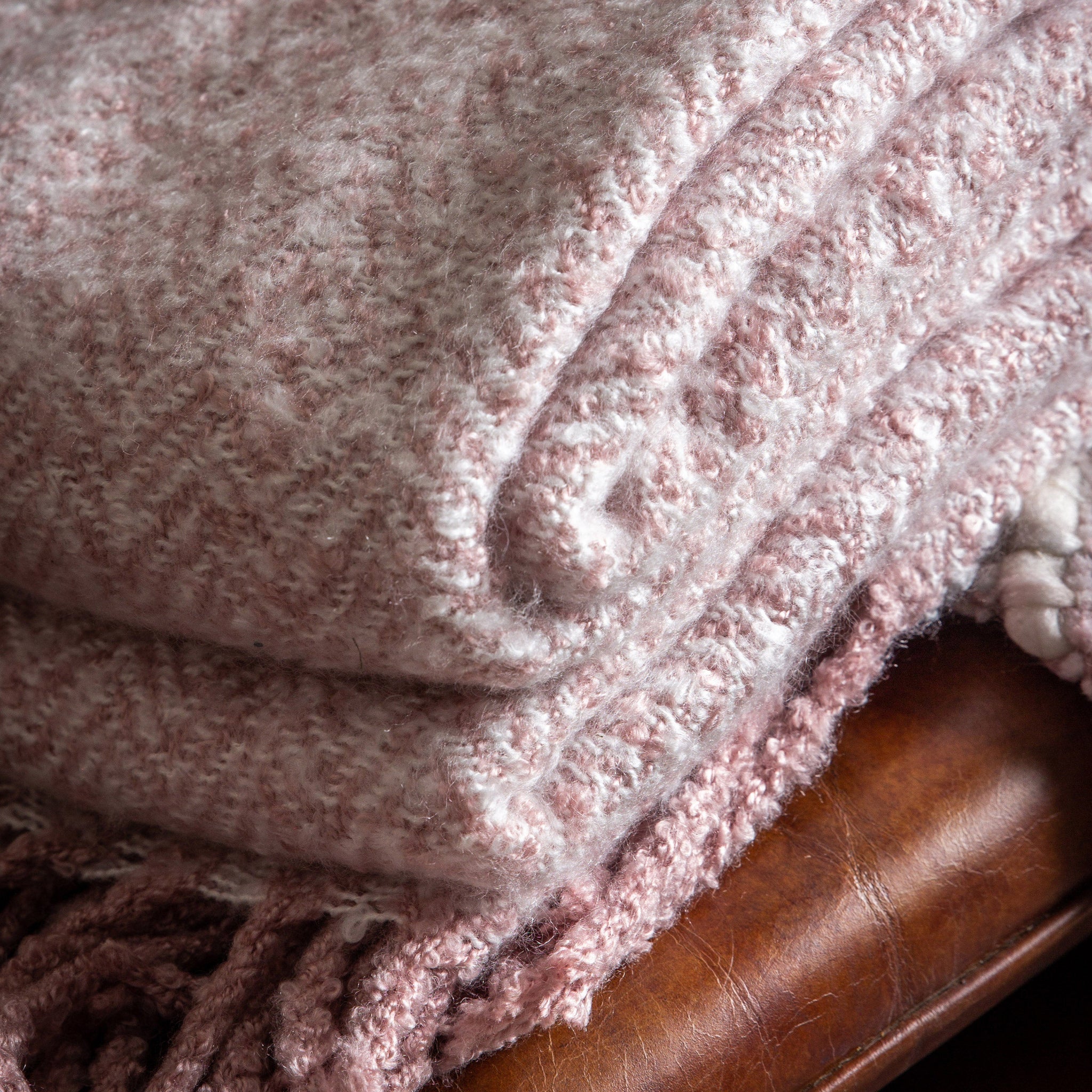 Herringbone Faux Mohair Pink Throw - Herringbone Faux Mohair Throw Blush 130x180CM Sterling Home 2