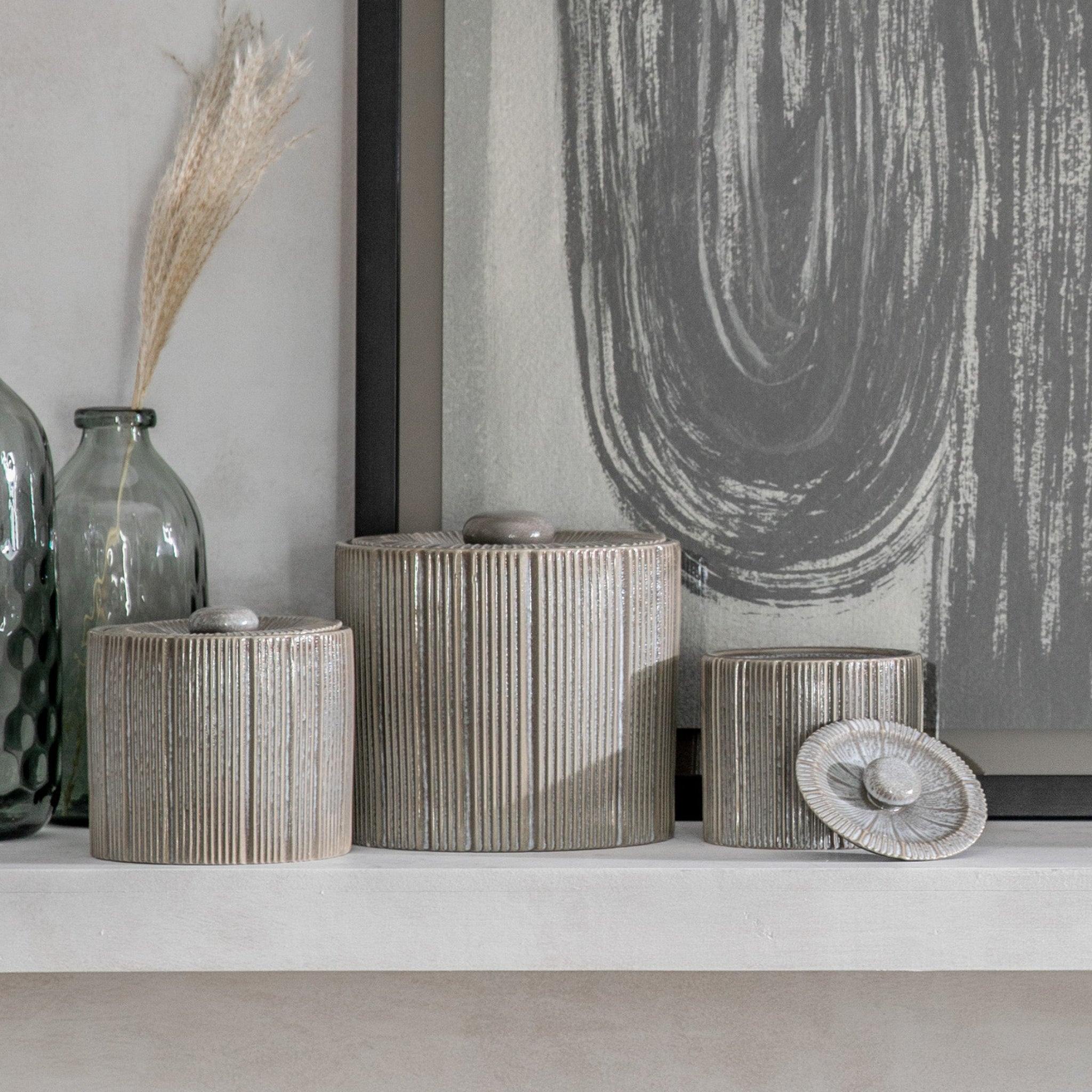 Estrid Grey Jar Large - Estrid Jar Large Grey Sterling Home 1