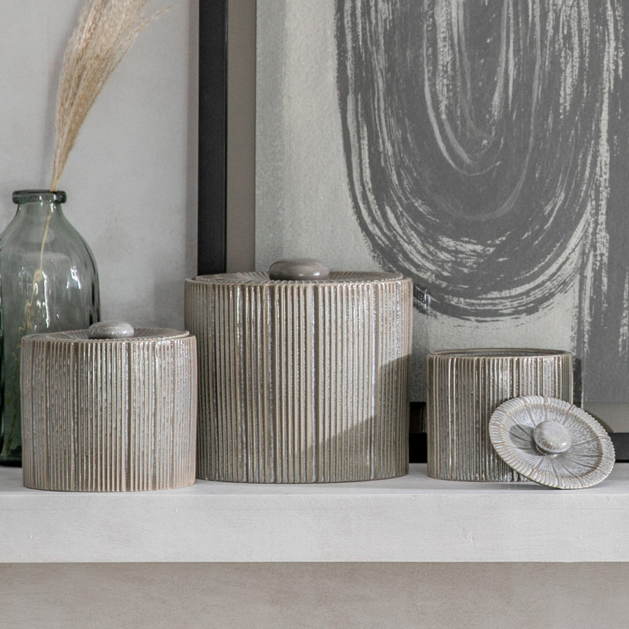 Estrid Grey Jar Medium - Estrid Jar Medium Grey Sterling Home 1