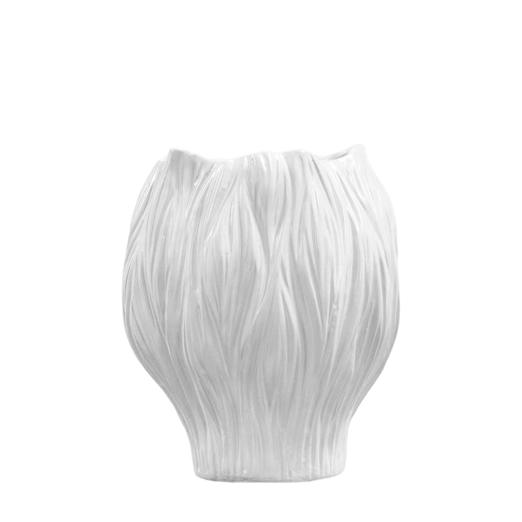 Flora White Vase Large - Flora Vase Large White Sterling Home 3