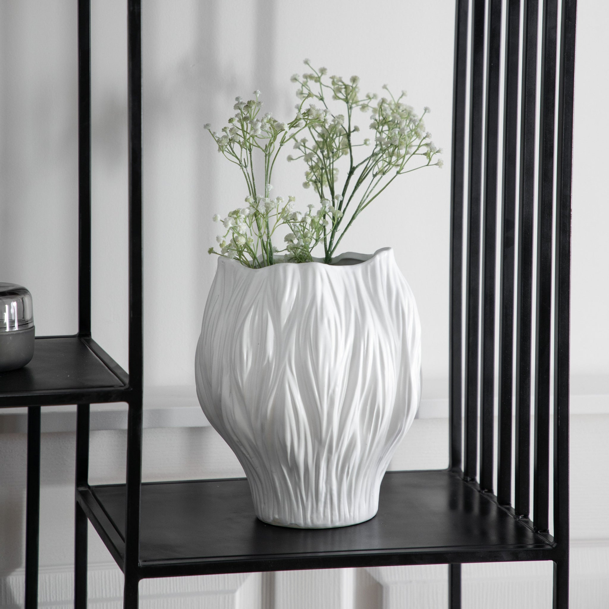 Flora White Vase Large - Flora Vase Large White Sterling Home 1