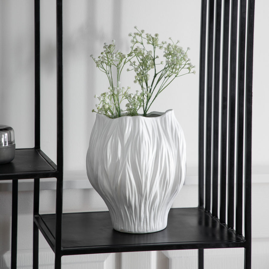 Flora White Vase Large - Flora Vase Large White Sterling Home 1