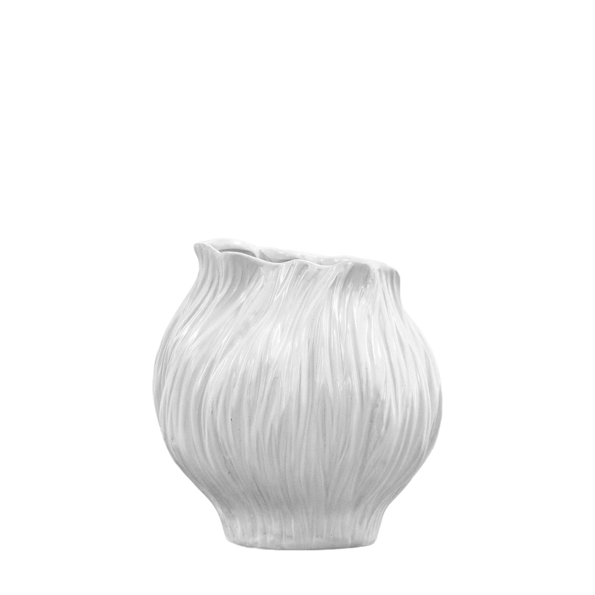 Flora White Vase Medium - Flora Vase Medium White Sterling Home 2