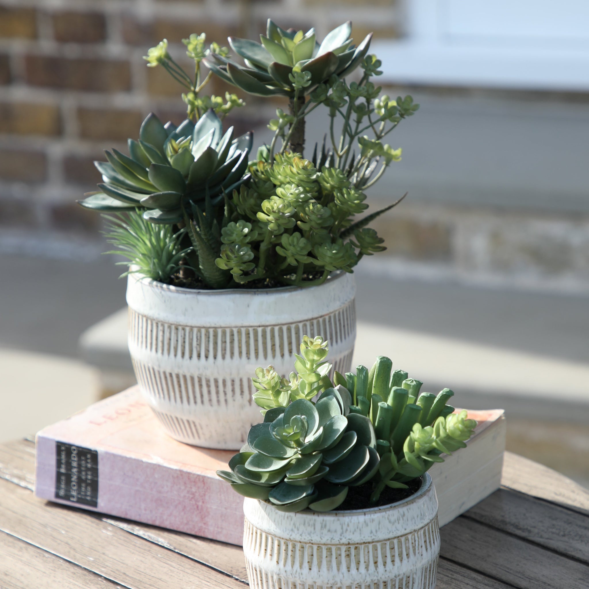 Artificial Potted Succulents In Ceramic Pot - Potted Succulents Ceramic Pot Green Brown Large Sterling Home 1