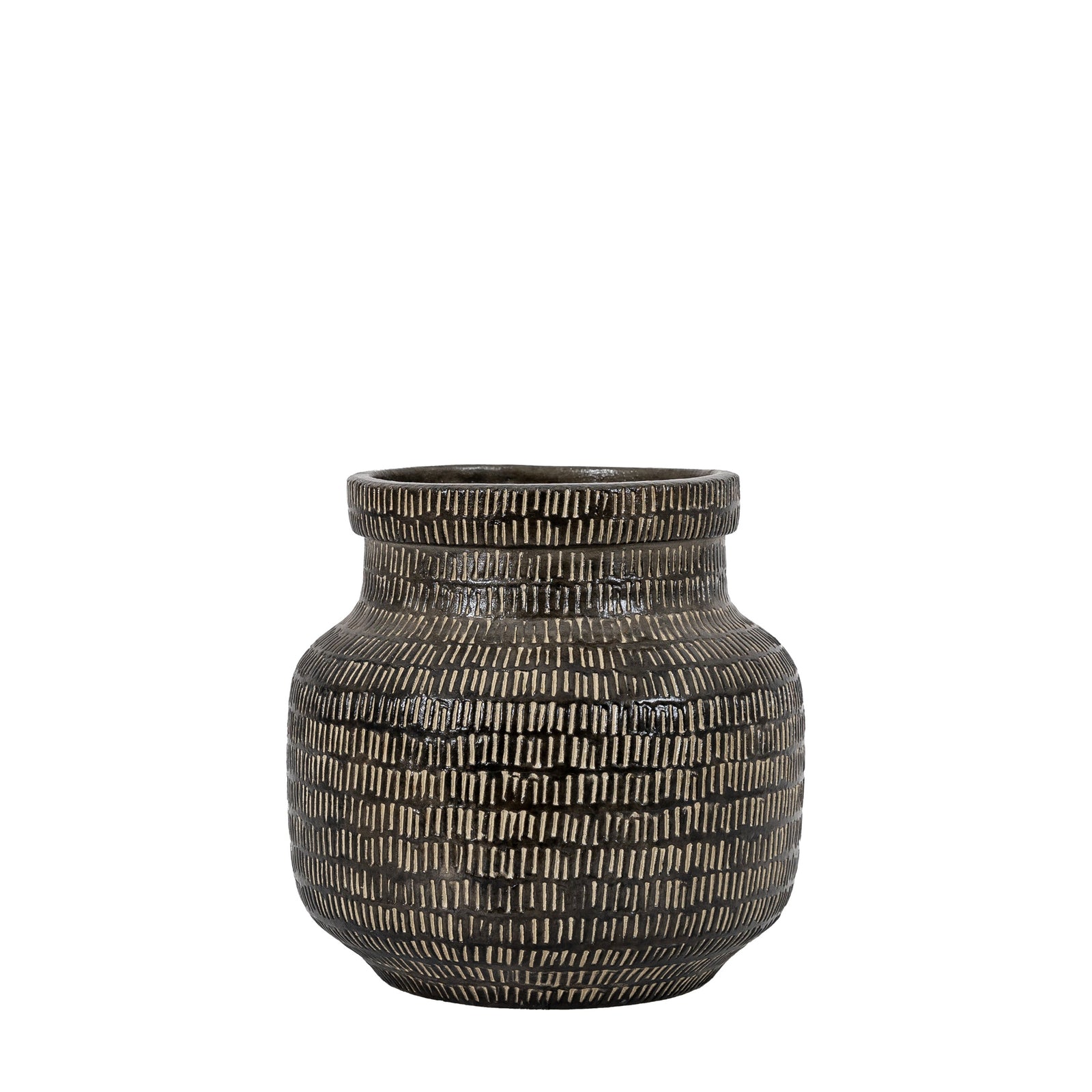 Sgraffito Wide Black Vase - Sgraffito Vase Wide Black Sterling Home 1