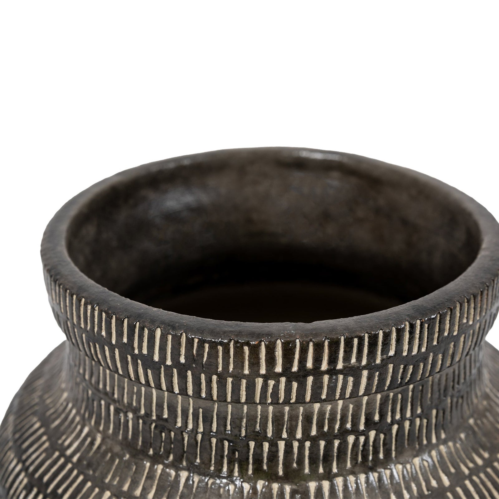 Sgraffito Wide Black Vase - Sgraffito Vase Wide Black Sterling Home 3