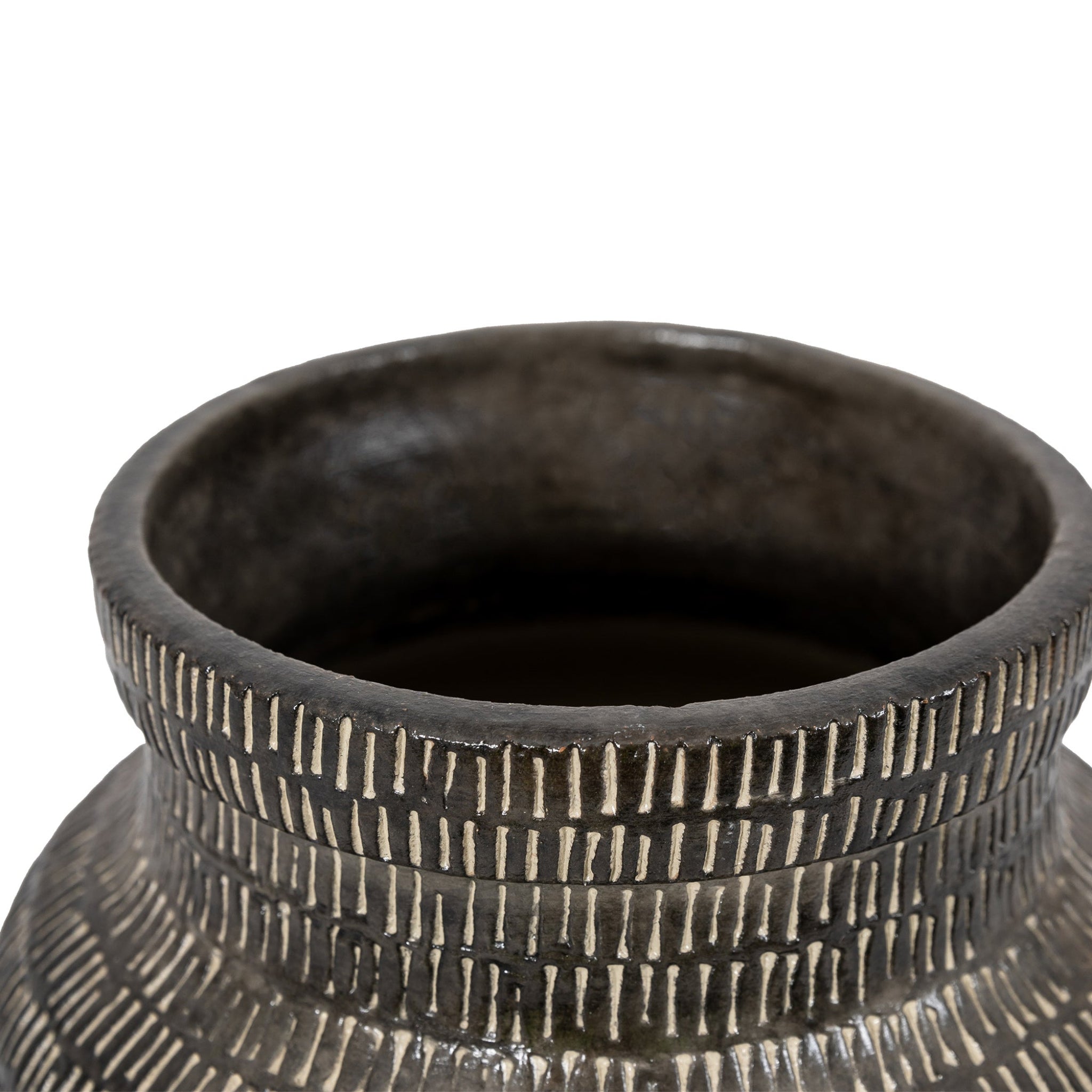 Sgraffito Wide Black Vase - Sgraffito Vase Wide Black Sterling Home 3