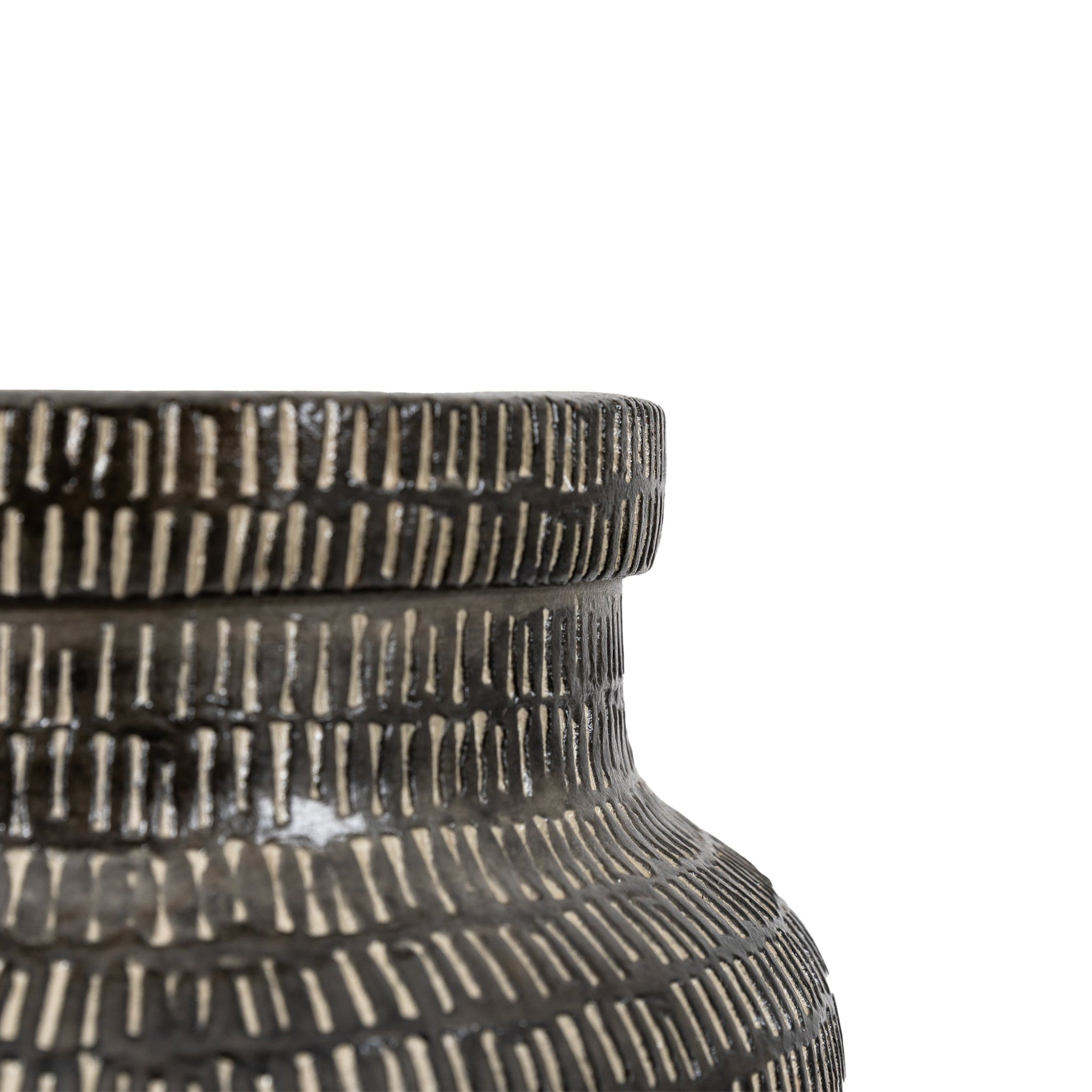 Sgraffito Wide Black Vase - Sgraffito Vase Wide Black Sterling Home 2