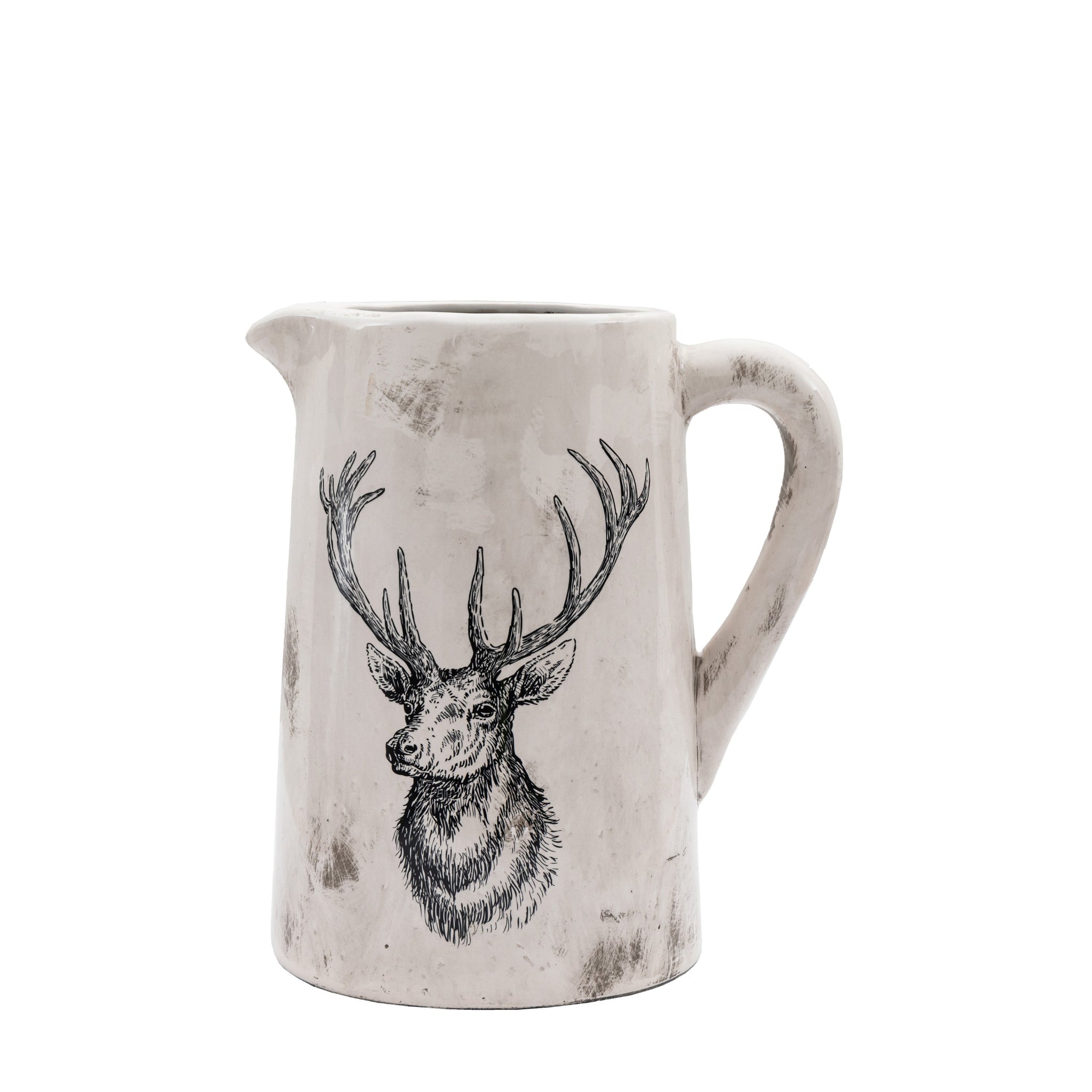 Stag Pitcher Vase Large - Stag Pitcher Vase Large Distressed Sterling Home 4