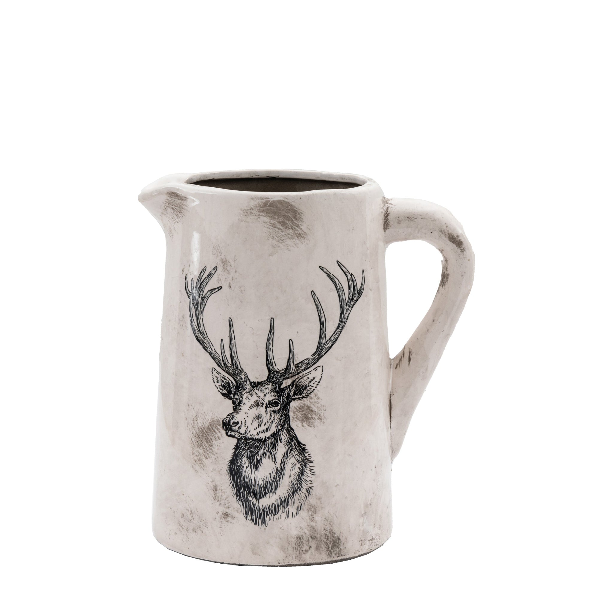 Stag Pitcher Vase Medium - Stag Pitcher Vase Medium Distressed Sterling Home 4