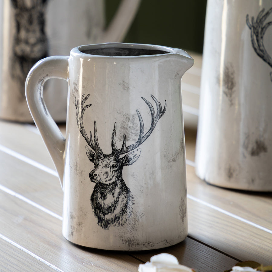 Stag Pitcher Vase Medium - Stag Pitcher Vase Medium Distressed Sterling Home 1