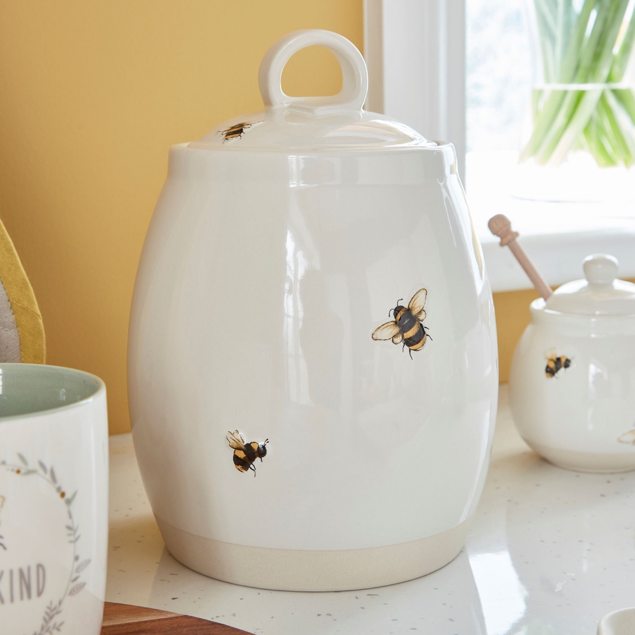 Bumble Bees Ceramic Large Canister - Bumble Bees Ceramic Large Canister Sterling Home 1