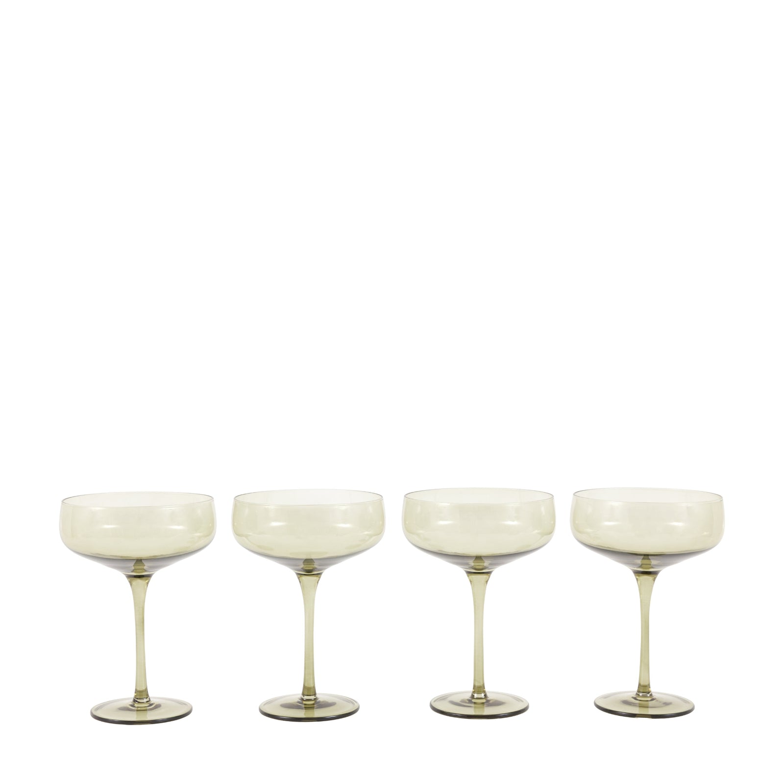 Set Of 4 Green Couple Glasses - DHD Coupe Glass Smokey Green 4Pk Sterling Home 4