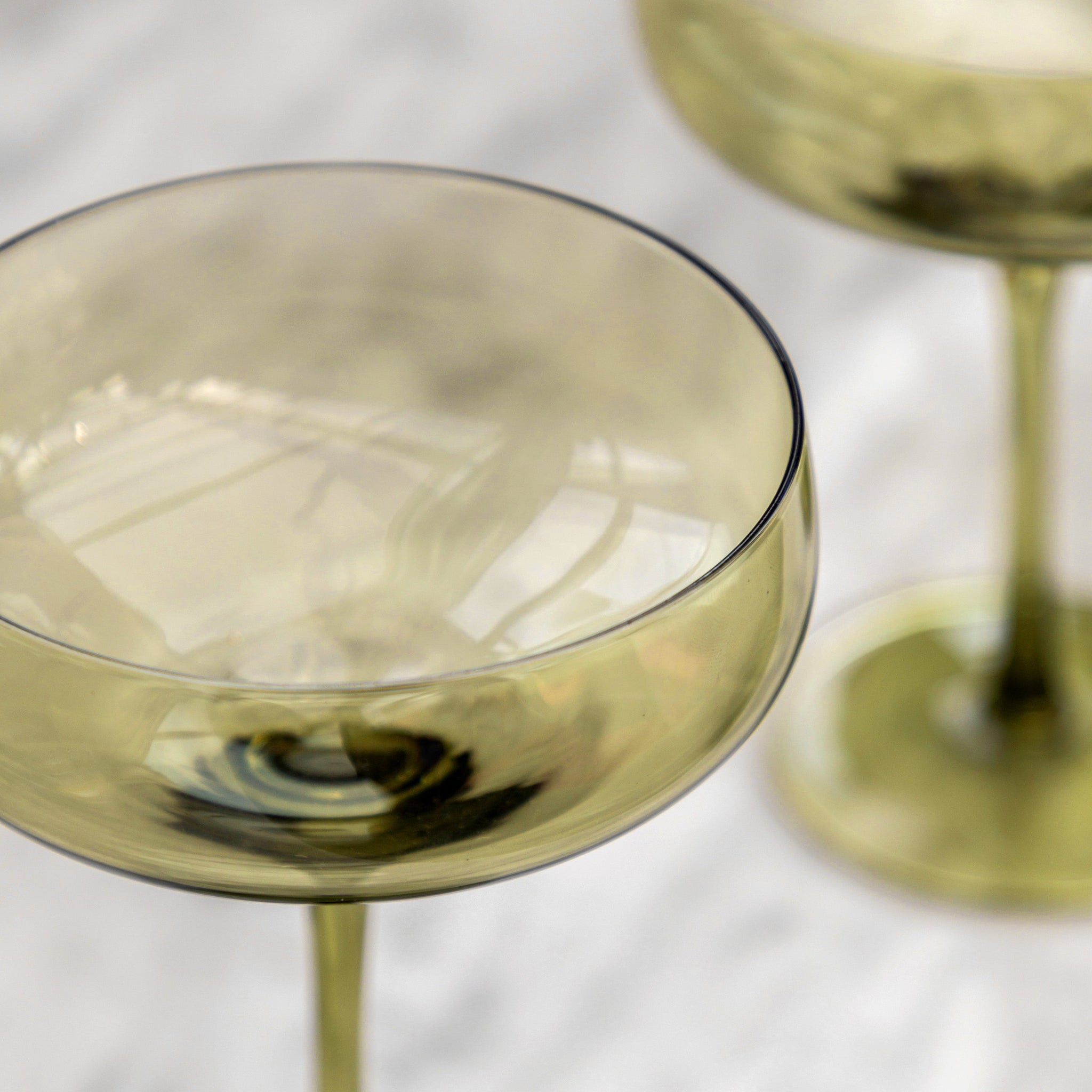 Set Of 4 Green Couple Glasses - DHD Coupe Glass Smokey Green 4Pk Sterling Home 2