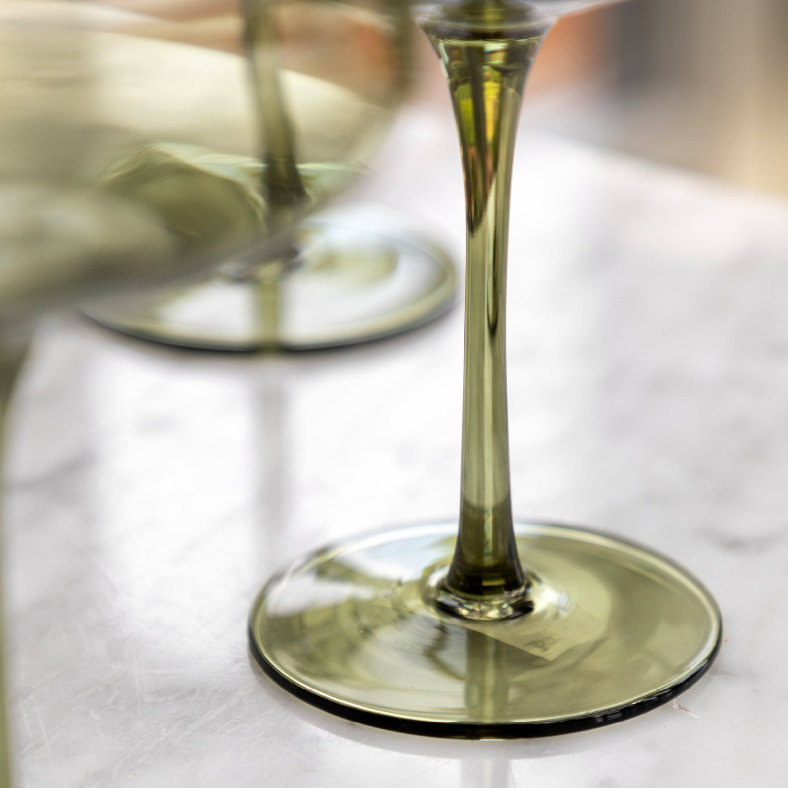 Set Of 4 Green Couple Glasses - DHD Coupe Glass Smokey Green 4Pk Sterling Home 3
