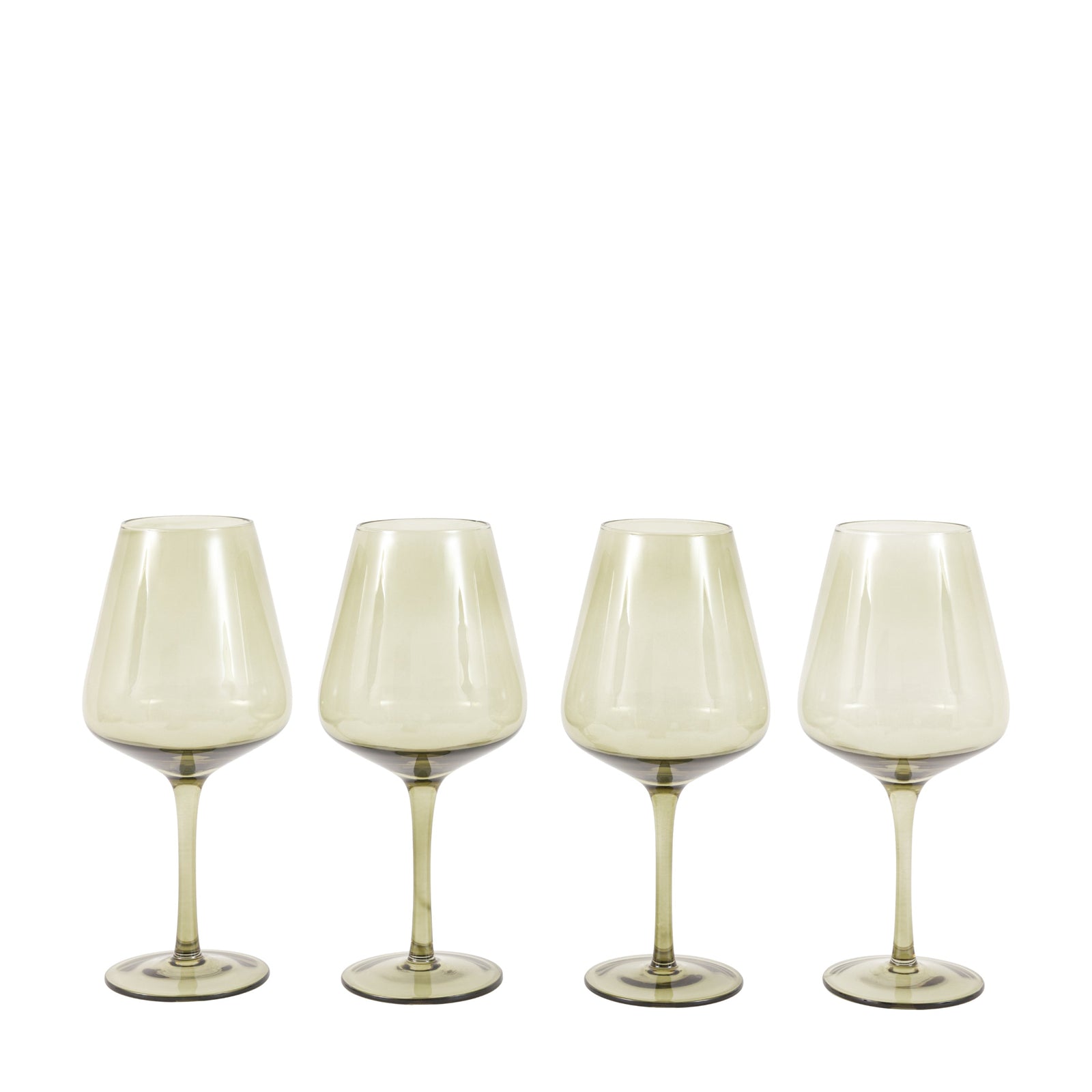 Set Of 4 Green Wine Glasses - DHD Wine Glass Smokey Green 4Pk Sterling Home 4