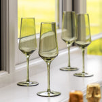 Set Of 4 Green Flute Glasses - DHD Flute Glass Smokey Green 4Pk Sterling Home 1