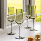 Set Of 4 Green Flute Glasses