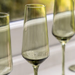 Set Of 4 Green Flute Glasses - DHD Flute Glass Smokey Green 4Pk Sterling Home 2