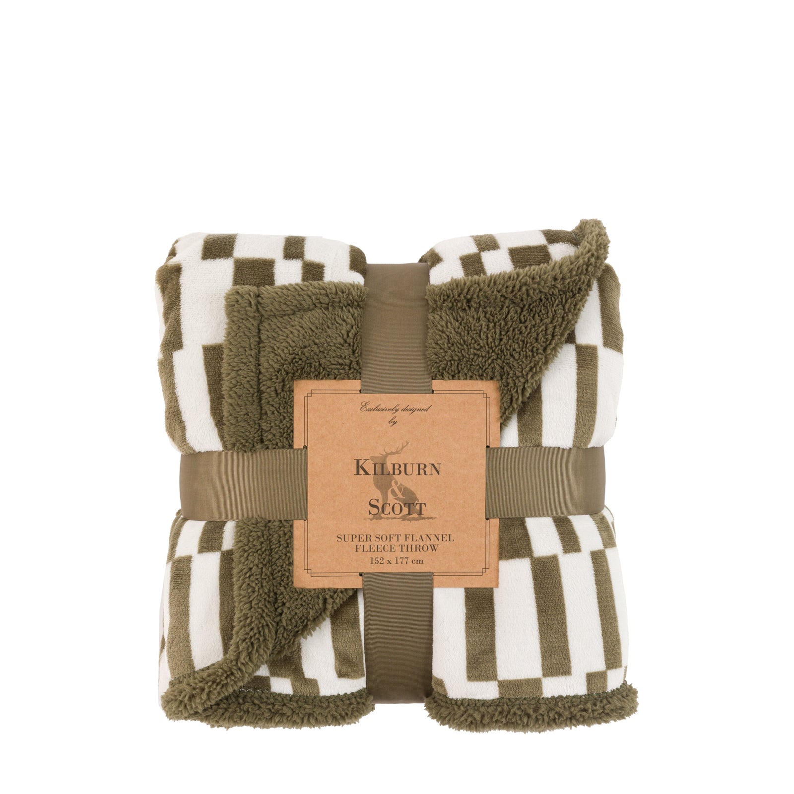 Lohko Sherpa Green Throw - Lohko Sherpa Throw Olive 152x177CM Sterling Home 2
