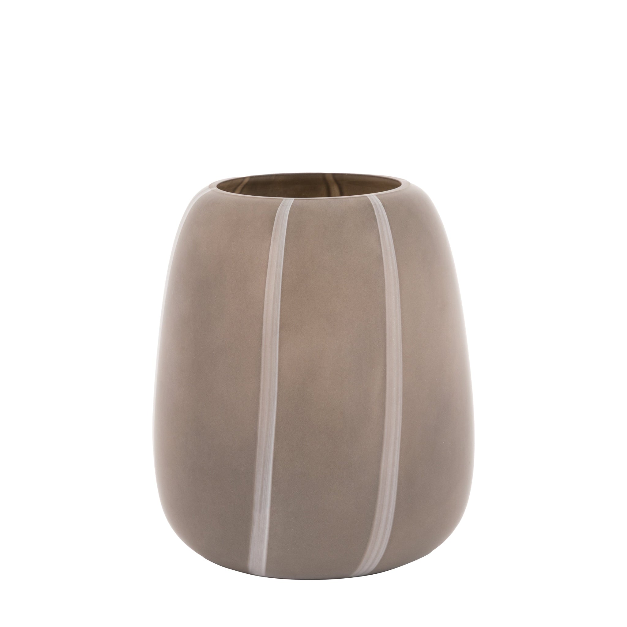 Claro Stripe Glass Vase Grey Large - Claro Stripe Glass Vase Taupe Large Sterling Home 3