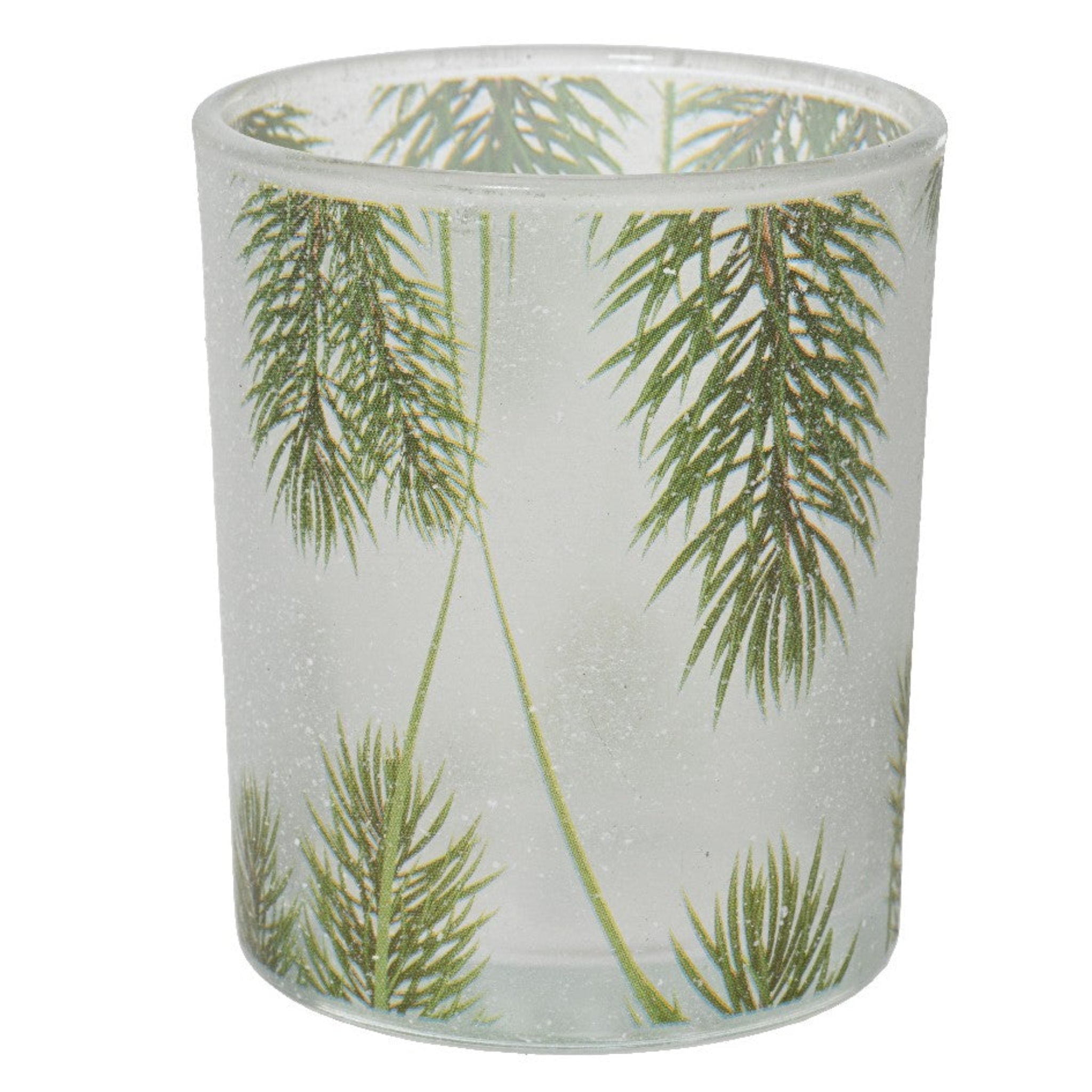 Glass Pine Tealight holder - S Pine Glass Tealight Holder 8.3CM Sterling Home 1