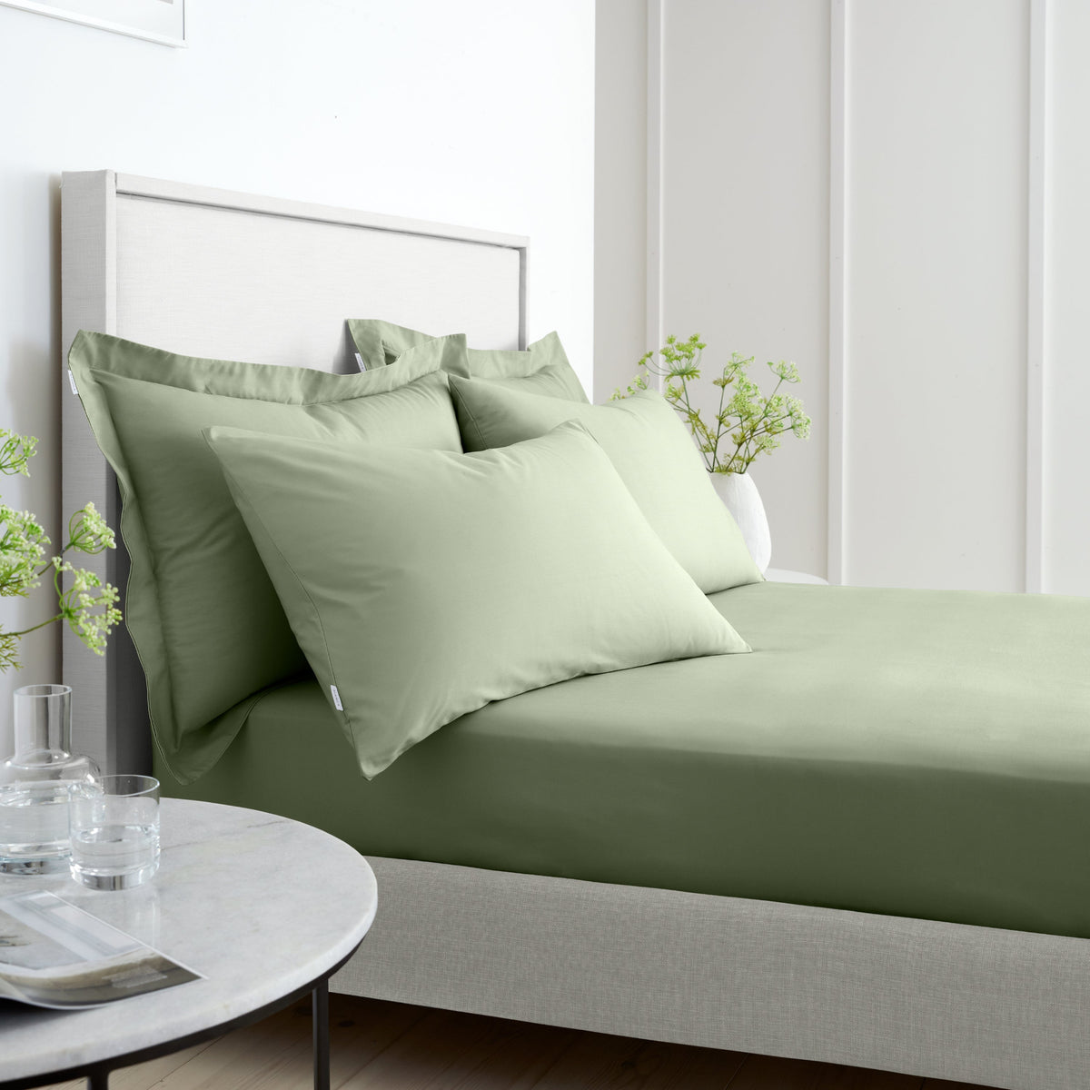 Bianca 200TC Percale Sage Standard Pillowcase Pair - 200TC Percale Sage Std Pillowcase Pair Sterling Home 2