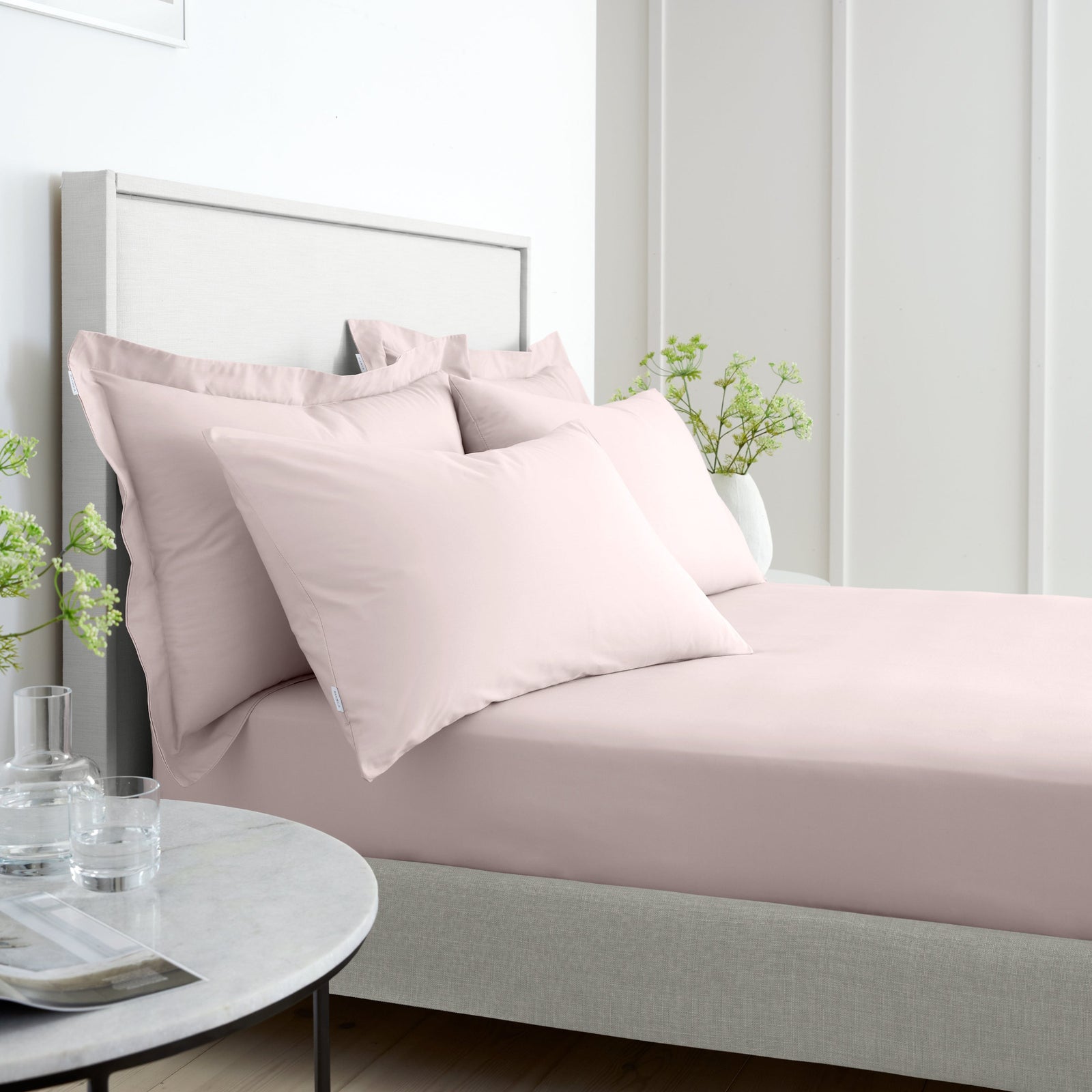 200TC Percale Blush King Fitted Sheet Sterling Home 1