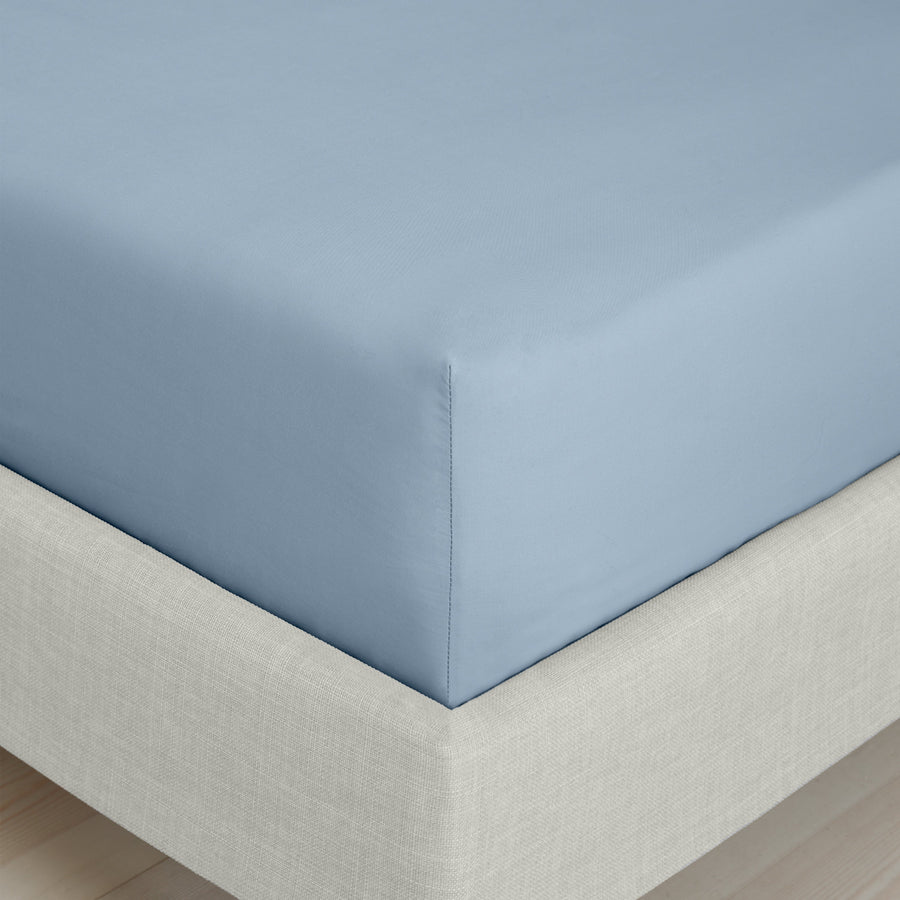 200TC Percale Blue Double Fitted Sheet Sterling Home 2