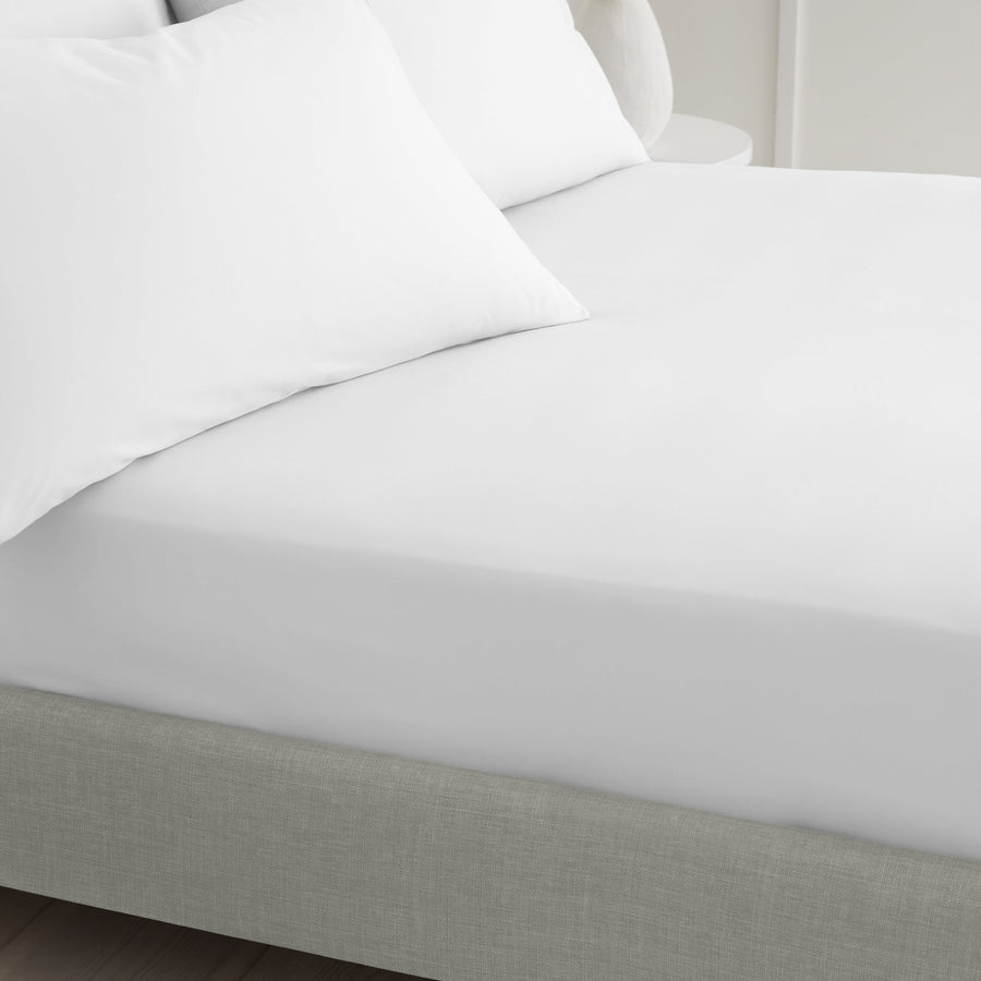 Bianca Percale White Fitted Bed Sheet - 200TC Percale White Single Fitted Sheet - Single Sterling Home 1