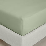 Bianca 200TC Percale Sage Fitted Sheet - 200TC Percale Sage Single Fitted Sheet