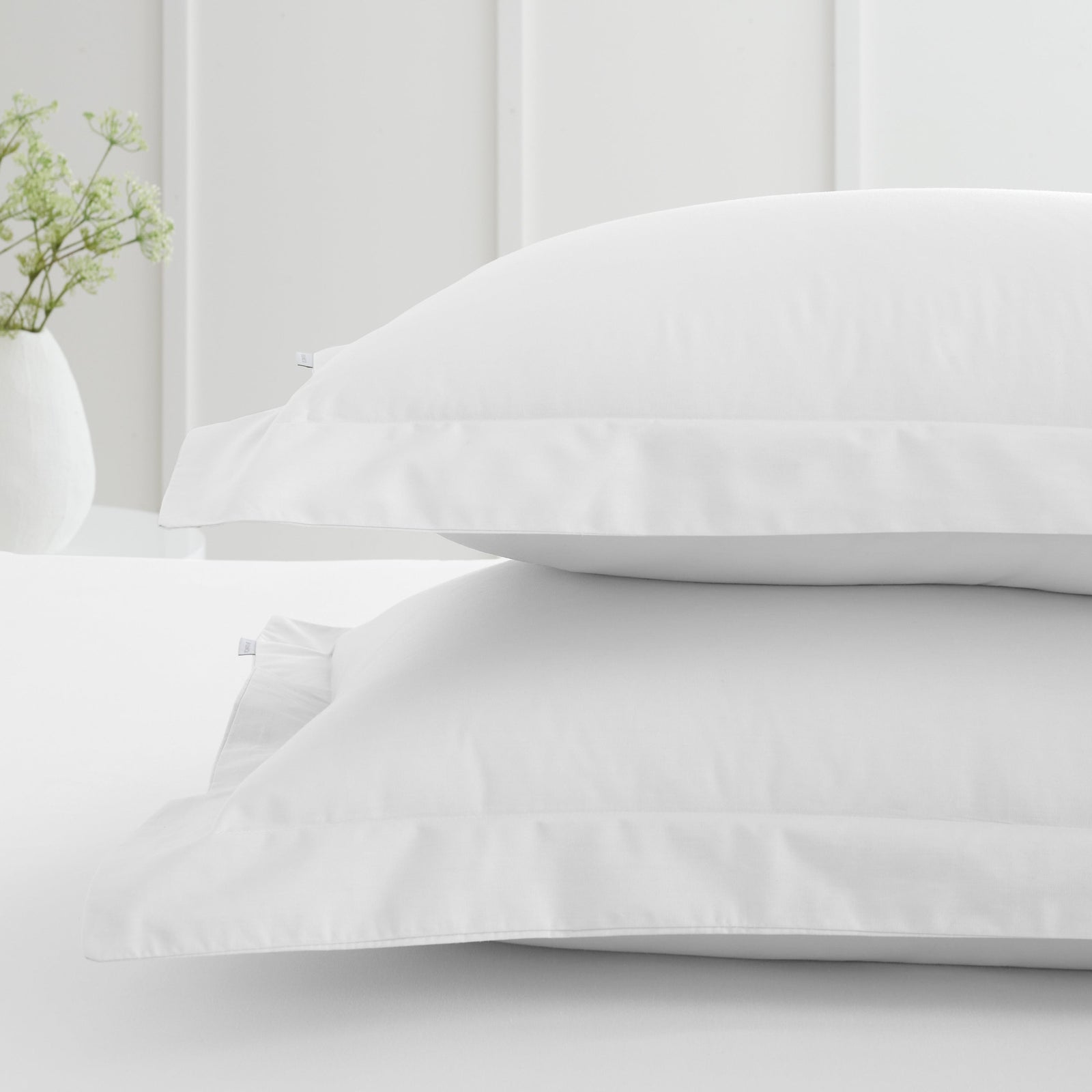 Bianca Percale White Pillowcase Pair - 200TC Percale White OXFORD Pillowcase Pair