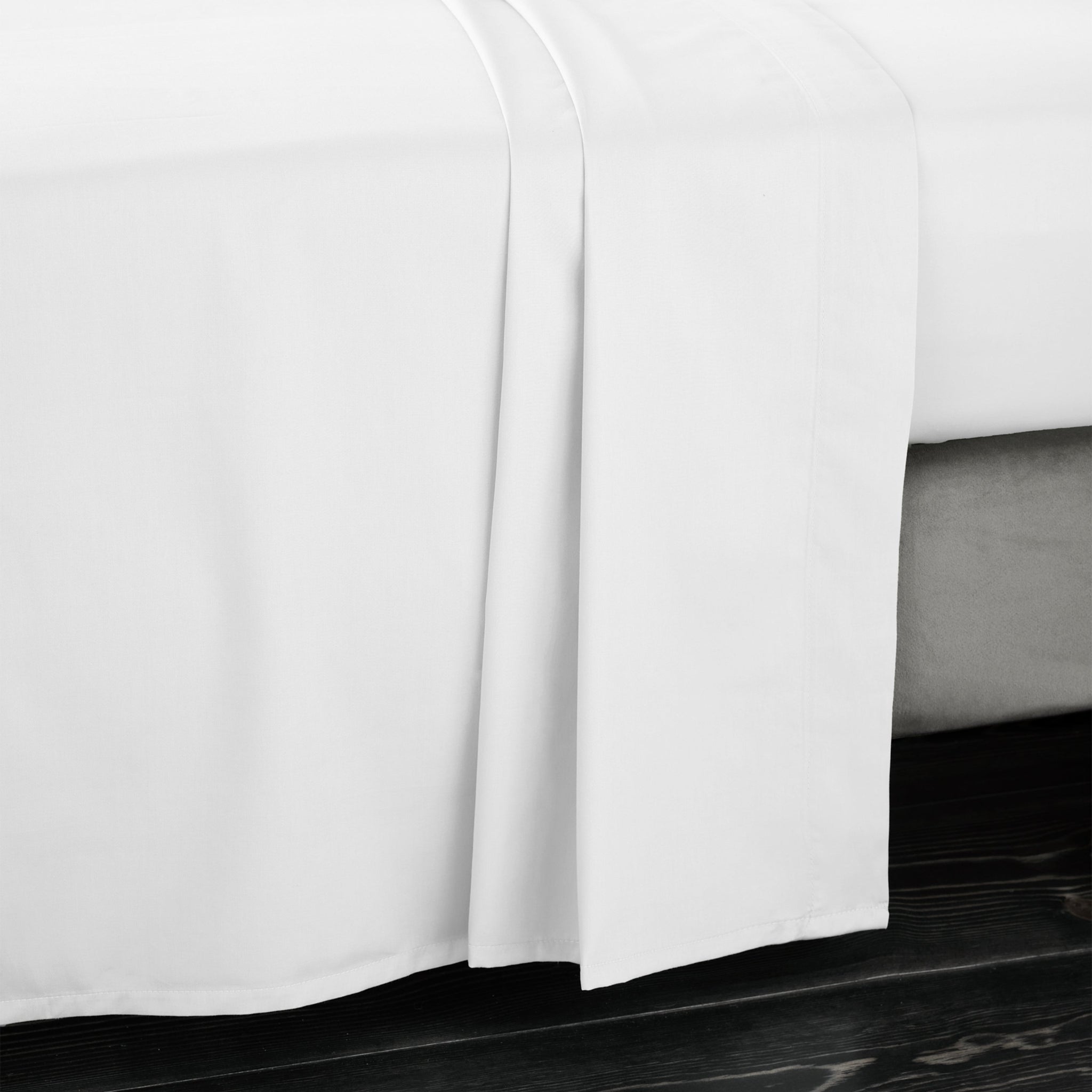 Bianca Sateen White Flat Bed Sheet - 400TC Cotton Sateen White King Flat Sheet - King Sterling Home 1