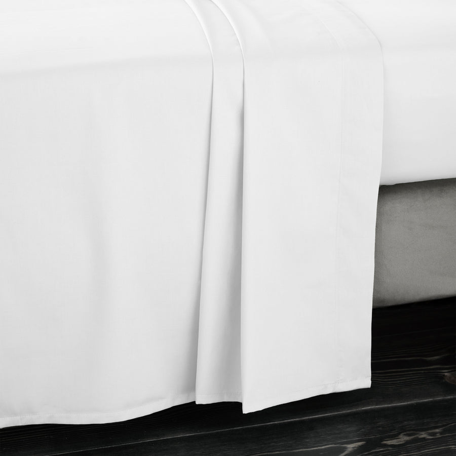 Bianca Sateen White Flat Bed Sheet - 400TC Cotton Sateen White King Flat Sheet - King Sterling Home 1