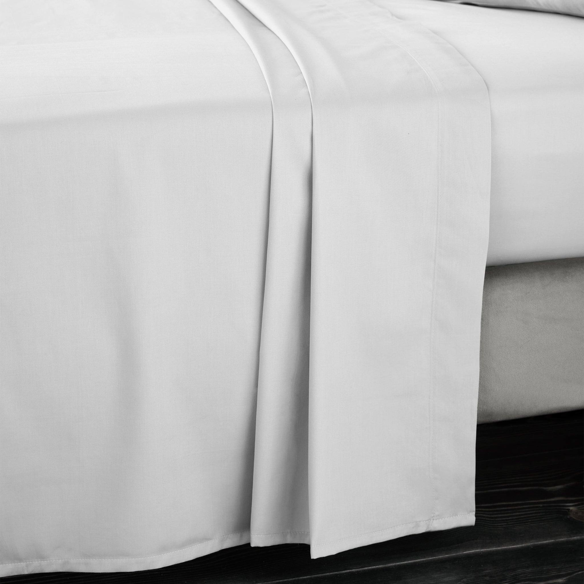 Bianca Sateen Grey Flat Bed Sheet - 400TC Sateen Dove Grey Single Flat Sheet - Single Sterling Home 2
