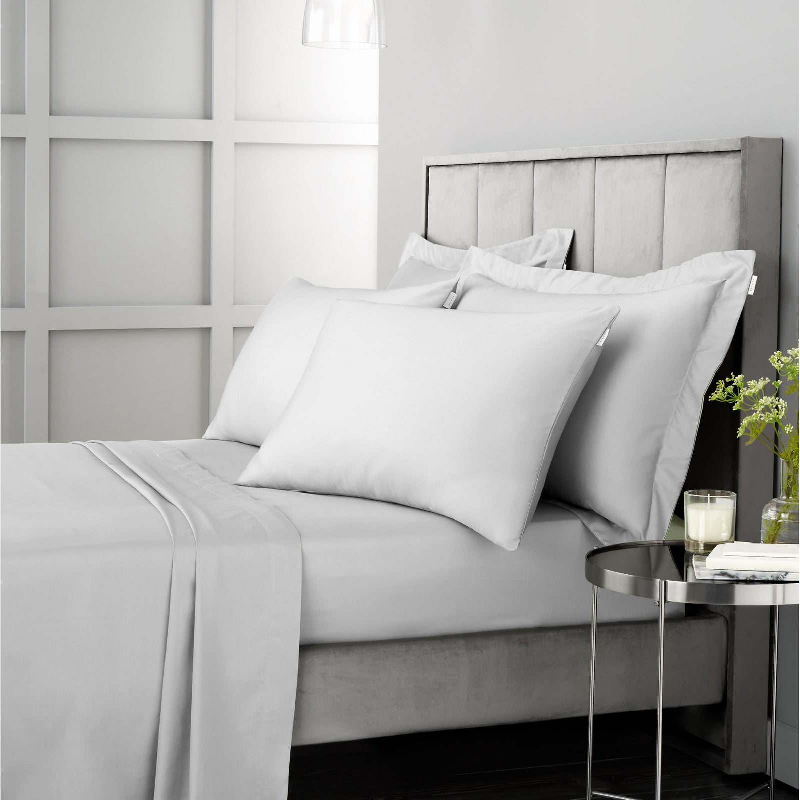 Bianca Sateen Grey Flat Bed Sheet - 400TC Sateen Dove Grey Single Flat Sheet - Single Sterling Home 1