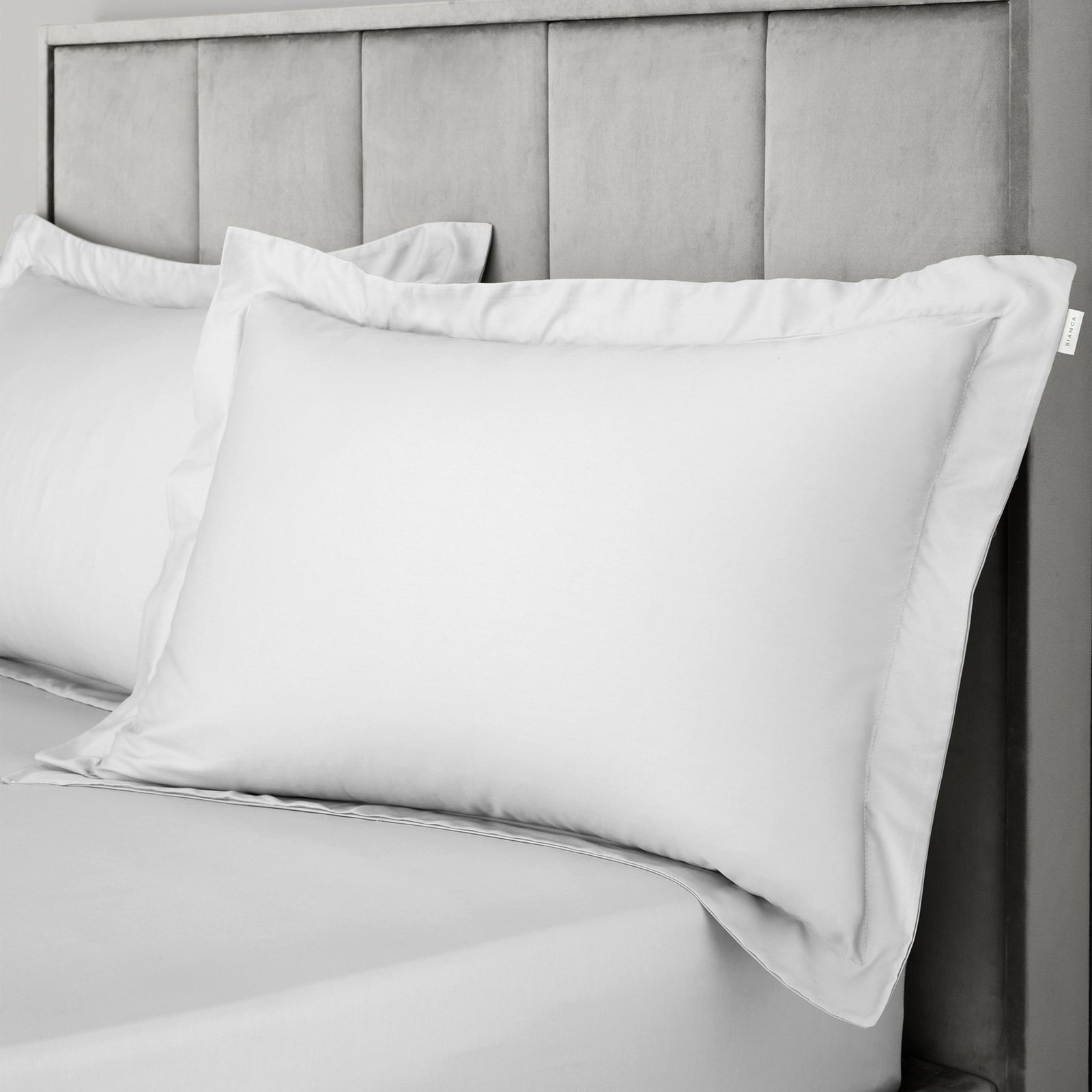 Bianca Sateen Grey Oxford Pillowcase Pair - 400TC Sateen Dove Grey Ox Pillowcase Pair Sterling Home 1