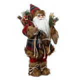 Santa With Red Check Coat And Skis 45CM
