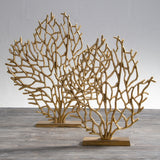 Prato Small Gold Finish Coral Sculpture